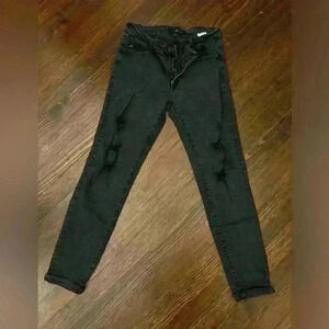 Women’s Black Wash Kancan Distressed Jeans Sz 11/29 Style# Kc6040bk